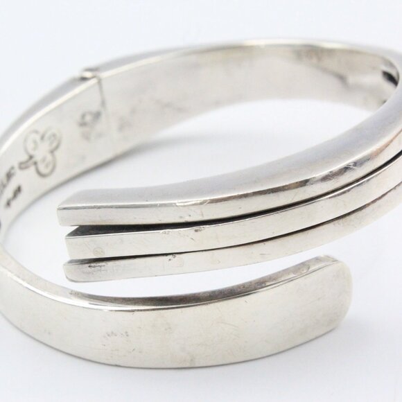 VINTAGE JRZ HALLMARKED TAXCO MEXICO STERLING 925 MODERNIST CLAMP 80G BRACELET - Picture 4 of 9
